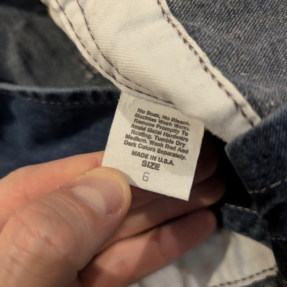 VTG OshKosh Vestback Denim Overalls Girls 6? USA Made Cut Off Raw Hem - Picture 2 of 7